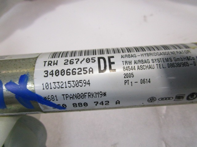 AIRBAG DE CABEZA, LADO DERECHO OEM N. 3C0880742A PIEZAS DE COCHES USADOS VOLKSWAGEN PASSAT B6 3C BER/SW (2005 - 09/2010)  DIESEL DESPLAZAMIENTO 20 ANOS 2005