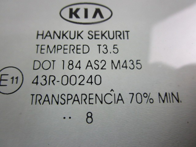 CRISTAL DE PUERTA, DELANTERA IZQUIERDA OEM N. 824111H010 PIEZAS DE COCHES USADOS KIA CEE'D (2006-2012) BENZINA/GPL DESPLAZAMIENTO 14 ANOS 2008