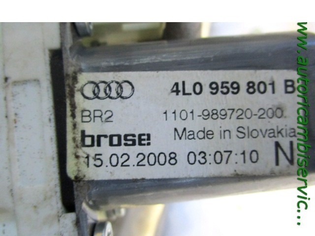 MOTOR DE LA VENTANA DE LA PUERTA TRASERA OEM N. 4L0959801B PIEZAS DE COCHES USADOS AUDI Q7 4L (2005 - 2015) DIESEL DESPLAZAMIENTO 30 ANOS 2008