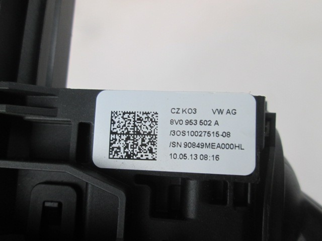 CONMUTADOR COMBINADO COLUMNA DIRECCIONAL CON ANILLO COLECTOR OEM N. 8V0953502A PIEZAS DE COCHES USADOS AUDI A3 8V 8V1 8VK 8VS 8VM 8V7 8VE 3P/5P/CABRIO (DAL 2012)DIESEL DESPLAZAMIENTO 16 ANOS