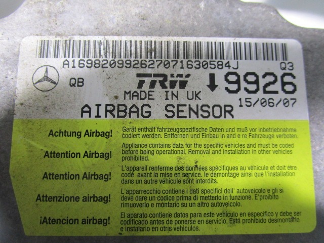 KIT AIRBAG COMPLETA OEM N. 18265 KIT AIRBAG COMPLETO PIEZAS DE COCHES USADOS MERCEDES CLASSE A W169 5P C169 3P (2004 - 04/2008) DIESEL DESPLAZAMIENTO 20 ANOS 2007