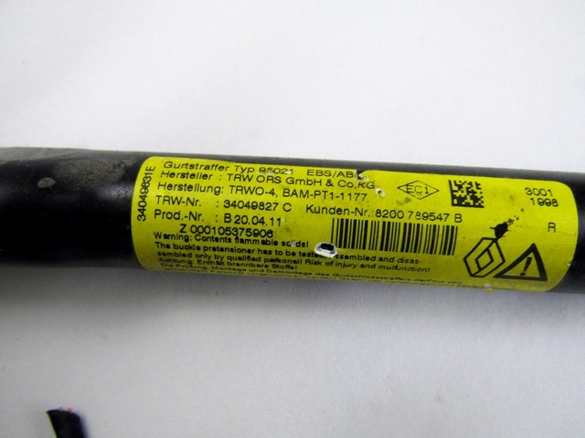PRETENSOR DEL CINTUR?N OEM N. 8200789547B PIEZAS DE COCHES USADOS RENAULT MODUS RESTYLING (2008 - 09/2013) DIESEL DESPLAZAMIENTO 15 ANOS 2011