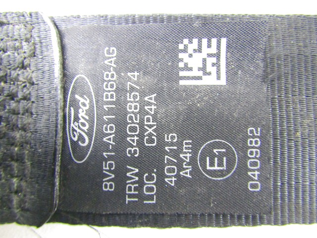 CINTUR?N DE SEGURIDAD OEM N. 8V51-A611B68-AG PIEZAS DE COCHES USADOS FORD FIESTA (09/2008 - 11/2012) BENZINA/GPL DESPLAZAMIENTO 14 ANOS 2010