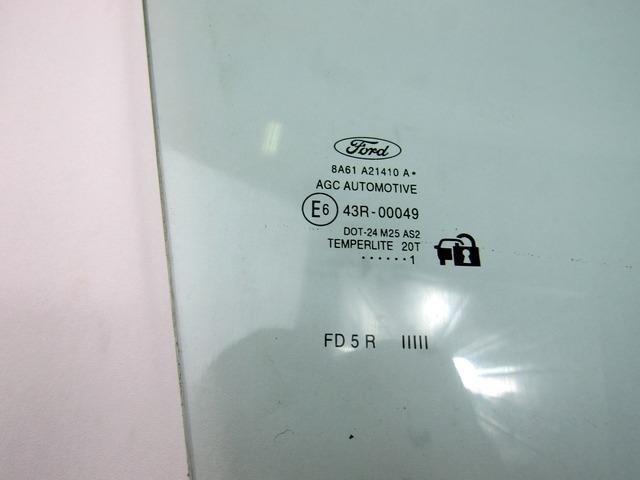 CRISTAL DE PUERTA, DELANTERA DERECHA OEM N. 8A61-A21410-A PIEZAS DE COCHES USADOS FORD FIESTA (09/2008 - 11/2012) DIESEL DESPLAZAMIENTO 14 ANOS 2011