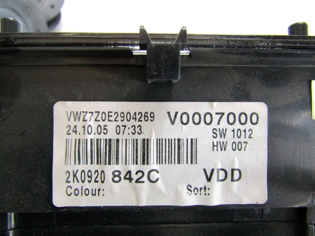 CUADRO DE INSTRUMENTOS OEM N. 2K0920842C PIEZAS DE COCHES USADOS VOLKSWAGEN CADDY 3 (2004 - 2015)DIESEL DESPLAZAMIENTO 20 ANOS 2006