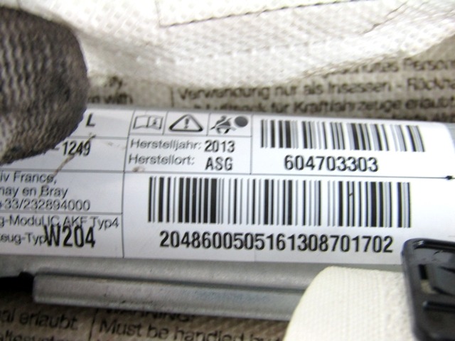 AIRBAG DE CABEZA, LADO IZQUIERDO OEM N. A2048600505 PIEZAS DE COCHES USADOS MERCEDES CLASSE C W204 RESTYLING BER/SW (2011 - 10/2014)DIESEL DESPLAZAMIENTO 22 ANOS 2013