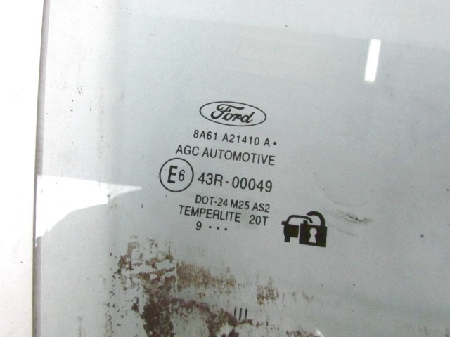 CRISTAL DE PUERTA, DELANTERA DERECHA OEM N. 8A61-A21410-A PIEZAS DE COCHES USADOS FORD FIESTA (09/2008 - 11/2012) BENZINA DESPLAZAMIENTO 12 ANOS 2010