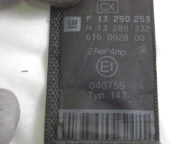 CINTUR?N DE SEGURIDAD OEM N. 13290253 PIEZAS DE COCHES USADOS OPEL CORSA D (02/2011 - 2014) BENZINA/GPL DESPLAZAMIENTO 12 ANOS 2012