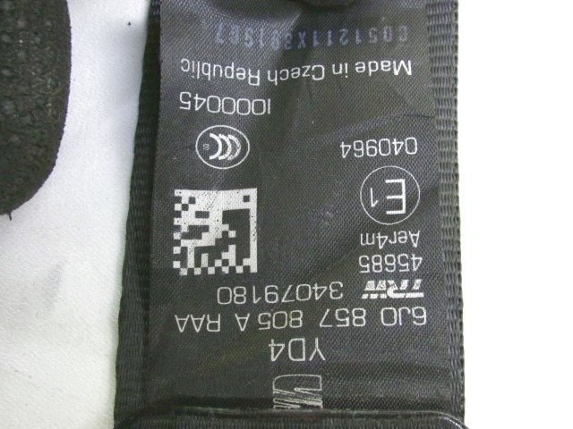 CINTUR?N DE SEGURIDAD OEM N. 6J0857805A PIEZAS DE COCHES USADOS SEAT IBIZA MK4 BER/SW (2008 - 2012)BENZINA DESPLAZAMIENTO 12 ANOS 2012