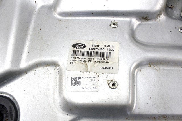 MECANIS.D.LA VENTANIL.D.LA PUERTA OEM N. 33340 SISTEMA ALZACRISTALLO PORTA ANTERIORE ELETTR PIEZAS DE COCHES USADOS FORD KUGA (05/2008 - 2012) DIESEL DESPLAZAMIENTO 20 ANOS 2011