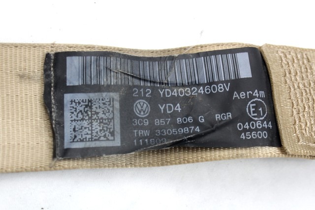 CINTUR?N DE SEGURIDAD OEM N. 3C9857806G PIEZAS DE COCHES USADOS VOLKSWAGEN PASSAT B6 3C BER/SW (2005 - 09/2010)  DIESEL DESPLAZAMIENTO 20 ANOS 2008