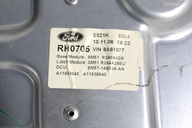 MECANIS.D.LA VENTANIL.D.LA PUERTA TRASER OEM N. 18501 SISTEMA ALZACRISTALLO PORTA POSTERIORE ELETT PIEZAS DE COCHES USADOS FORD CMAX MK1 (10/2003 - 03/2007) DIESEL DESPLAZAMIENTO 16 ANOS 2007