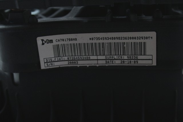 M?DULO AIRBAG LADO DEL CONDUCTOR OEM N. 735459348 PIEZAS DE COCHES USADOS LANCIA Y YPSILON 843 (2006 - 2011) BENZINA/GPL DESPLAZAMIENTO 14 ANOS 2009