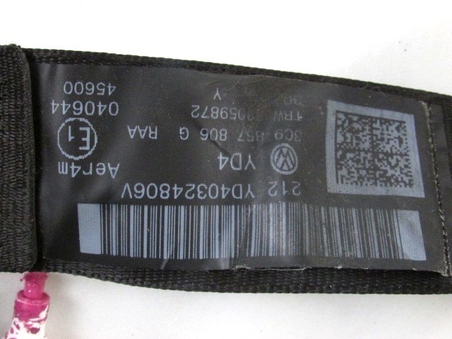 CINTUR?N DE SEGURIDAD OEM N. 3C9857806G PIEZAS DE COCHES USADOS VOLKSWAGEN PASSAT B6 3C BER/SW (2005 - 09/2010)  DIESEL DESPLAZAMIENTO 20 ANOS 2006