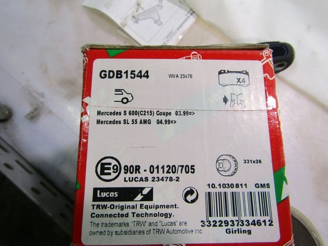 KIT DE LA PASTILLAS DE FRENO OEM N. 0054204120 PIEZAS DE COCHES USADOS MERCEDES CLASSE CLS C219 BER (2004 - 2010)BENZINA DESPLAZAMIENTO 54 ANOS 2007