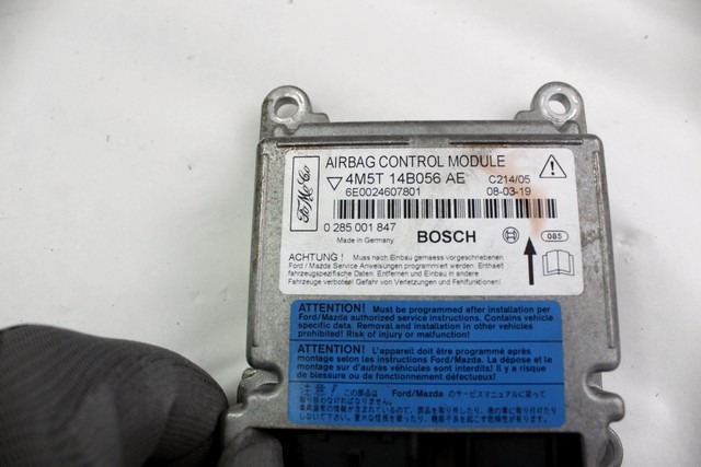 4M5T-14B056-AE KIT AIRBAG FORD C-MAX 1.6 D 66KW 5M 5P (2008) RICAMBIO USATO CON CENTRALINA AIRBAG, AIRBAG VOLANTE GUIDATORE, AIRBAG PASSEGGERO, CRUSCOTTO 0285001847 6M51-R042B85-AD 6M51-R042B84-AC