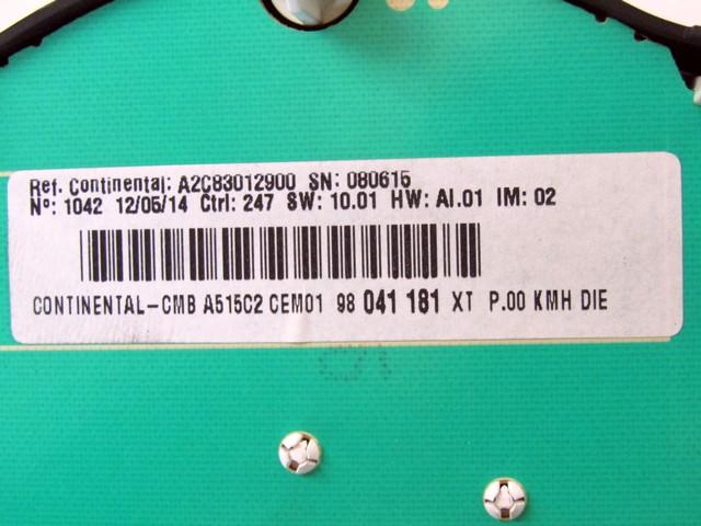 98041181XT QUADRO STRUMENTI CONTACHILOMETRI CITROEN C3 1.4 D 50KW 5M 5P (2014) RICAMBIO USATO 