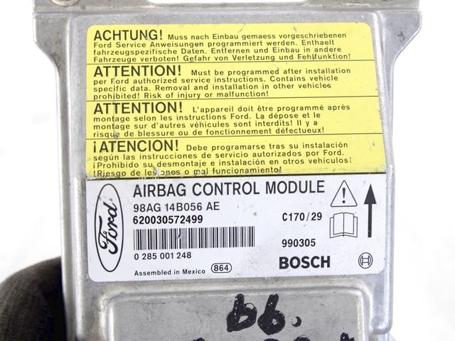 98AG-14B056-AE CENTRALINA AIRBAG FORD FOCUS 1.8 66KW 5P D 5M (1999) RICAMBIO USATO 0285001248