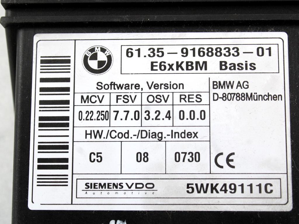 61359168833 CENTRALINA BODY COMPUTER BMW SERIE 5 530D E60 3.0 D 173KW AUT 4P (2008) RICAMBIO USATO 