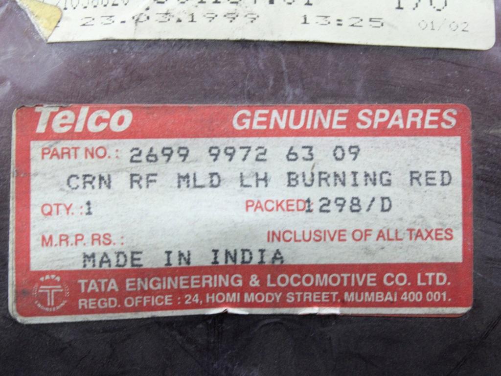 269999726309 ANGOLARE RIVESTIMENTO ESTERNO POSTERIORE DESTRO TETTO TATA SAFARI 2.2 D 105KW (2000) RICAMBIO NUOVO 269985106318N