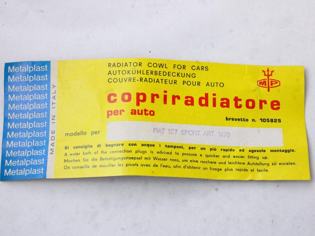 1470 COPRIRADIATORE FIAT 127 SPORT 1.3 B RICAMBIO NUOVO