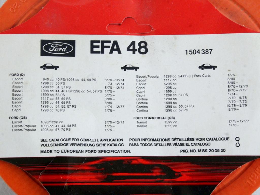 1504387 FILTRO ARIA FORD ESCORT 1.3 B 51KW RICAMBIO NUOVO