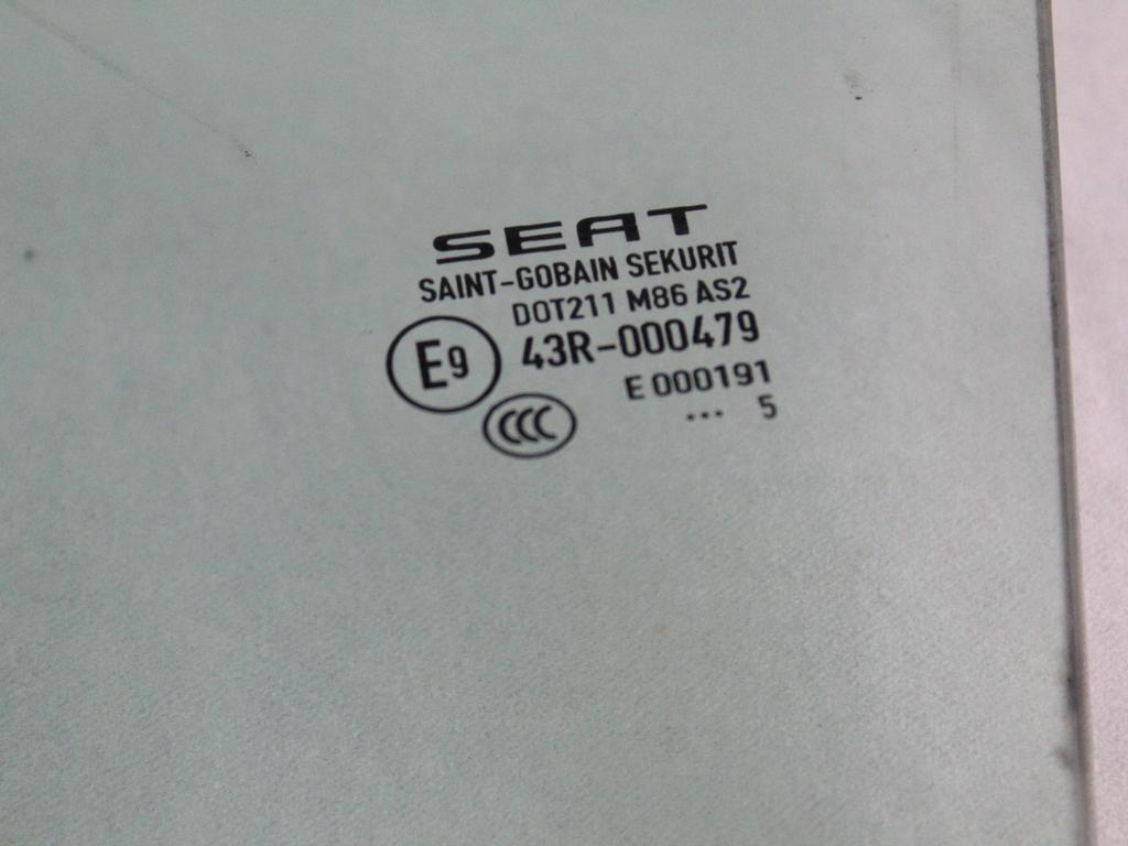 6J4845201B VETRO SCENDENTE PORTA ANTERIORE SINISTRA SEAT IBIZA 1.2 B 51KW 5M 5P (2015) RICAMBIO USATO