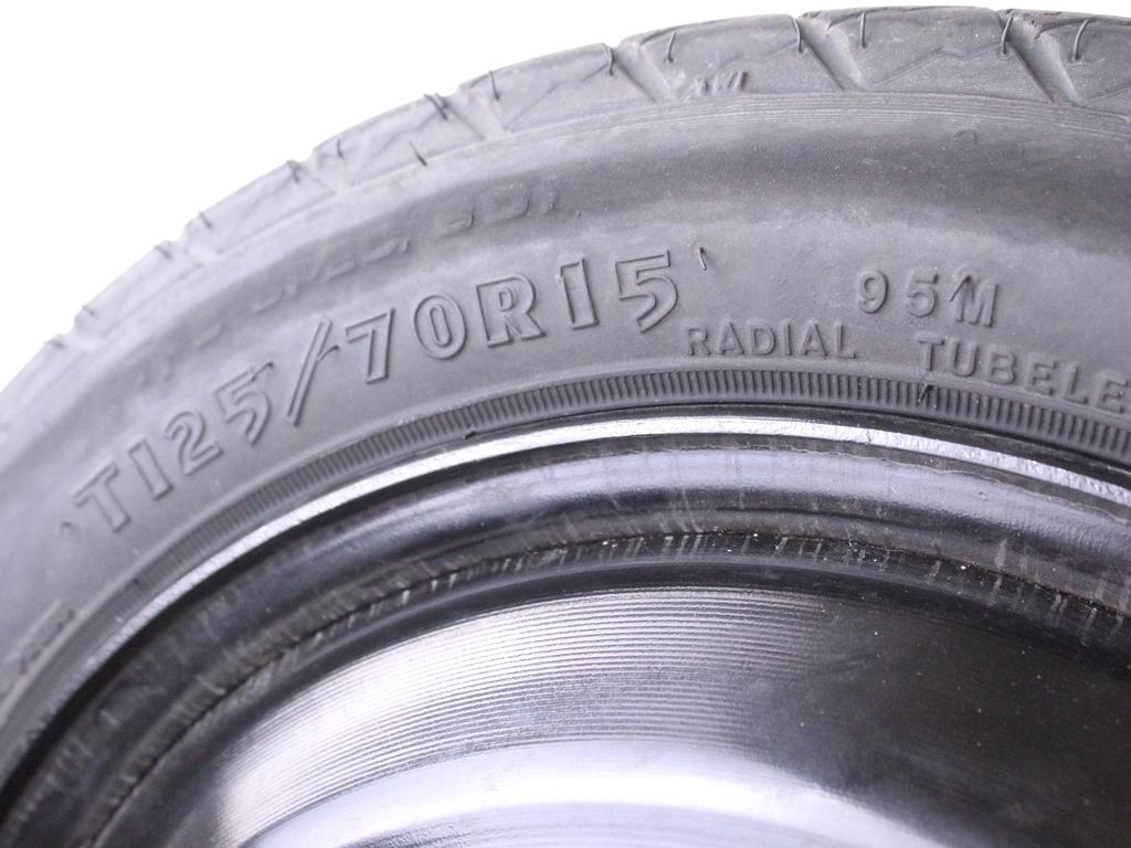 RUOTINO DI SCORTA GOODYEAR T125/70 R15 95M STRATUS 2.0 B 96KW 5M 2P (1999) RICAMBIO USATO CON CERCHIO IN FERRO DA 15 POLLICI 5 FORI 15X4T INTERASSE 5X100