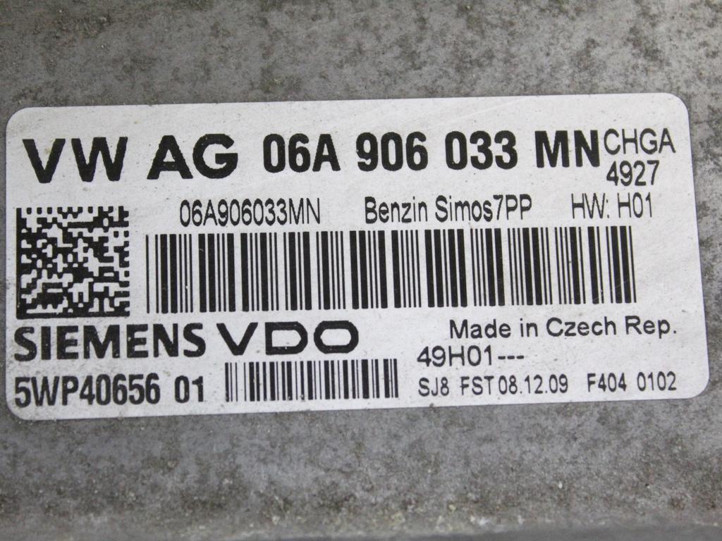 06A906033MN KIT ACCENSIONE AVVIAMENTO SEAT LEON 1.6 G 75KW 5M 5P (2010) RICAMBIO USATO CON CENTRALINA MOTORE, QUADRO STRUMENTI CONTACHILOMETRI, BLOCCHETTI ACCENSIONE APERTURA CON CHIAVE 5K0937086C 1K0905851B 1P0920810H