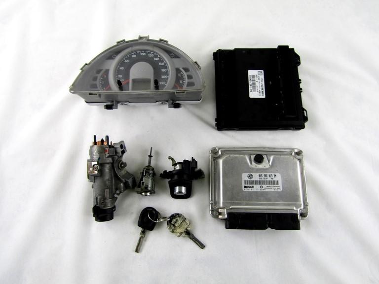 045906019BN KIT ACCENSIONE AVVIAMENTO VOLKSWAGEN FOX 1.4 D 51KW 5M 3P (2007) RICAMBIO USATO CON CENTRALINA MOTORE, BLOCCHETTI ACCENSIONE APERTURA CON DOPPIA CHIAVE, QUADRO STRUMENTI 6Q1937049D 4B0905851N 5Z0920820Q