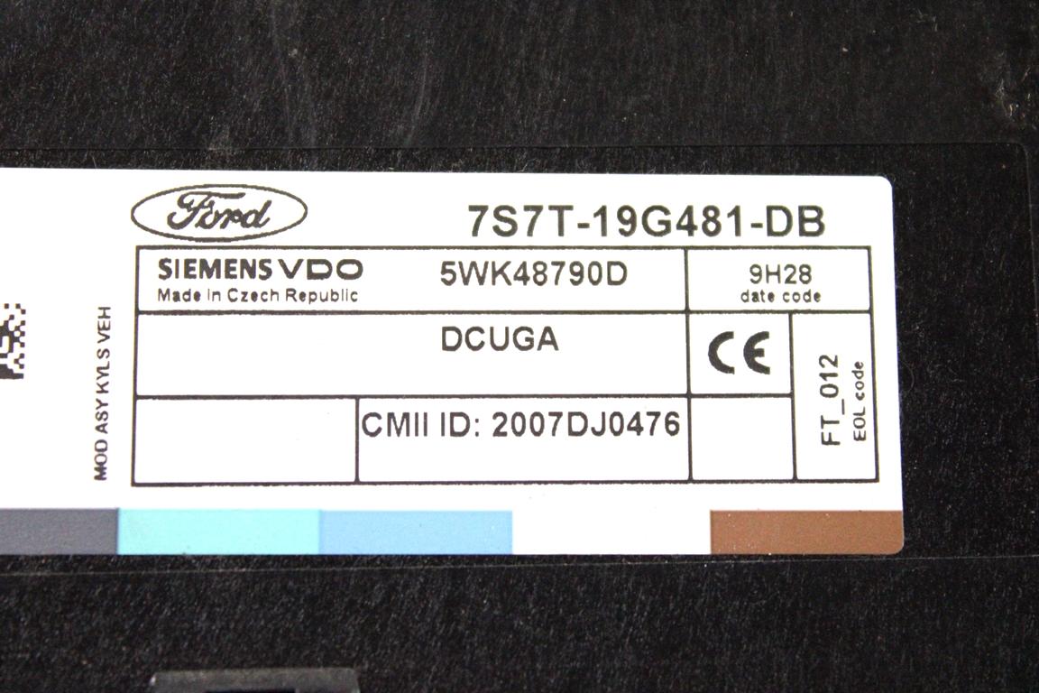 7S7T-19G481-DB CENTRALINA CHIUSURA CENTRALIZZATA FORD MONDEO SW 2.0 D 103KW 6M 5P (2010) RICAMBIO USATO