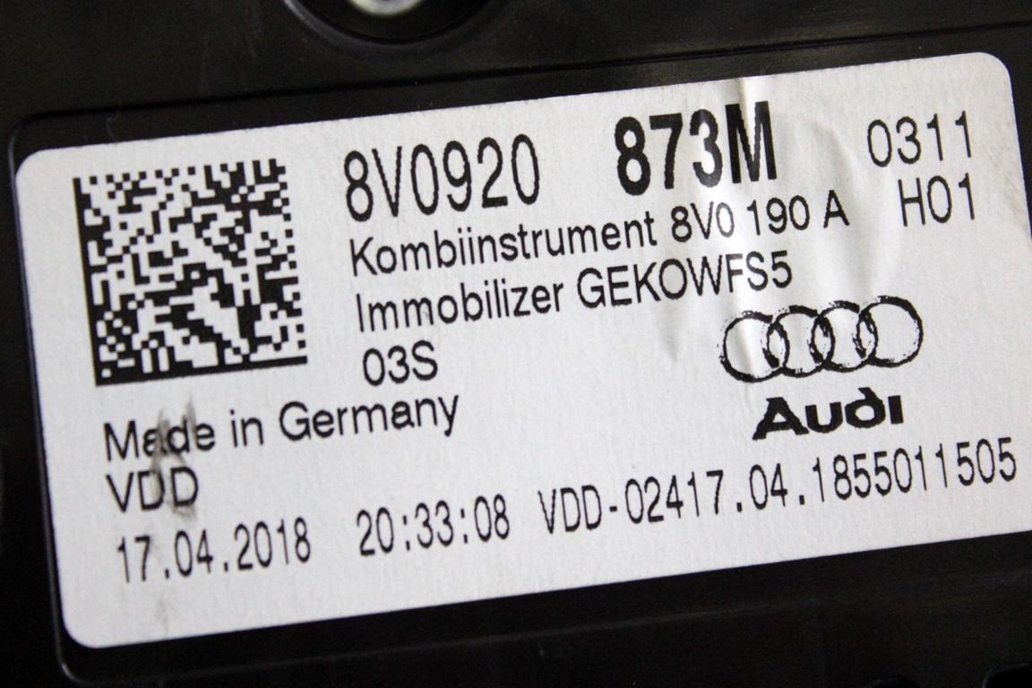 8V0920873M QUADRO STRUMENTI CONTACHILOMETRI AUDI A3 2.0 D 4X4 110KW AUT 2P (2018) RICAMBIO USATO