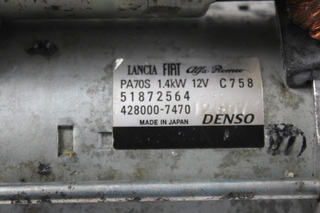 ARRANCADOR - MOTOR DE ARRANQUE OEM N. 51972564 PIEZAS DE COCHES USADOS FIAT 500 CINQUECENTO (2007 - 2015) BENZINA DESPLAZAMIENTO 9 ANOS 2013