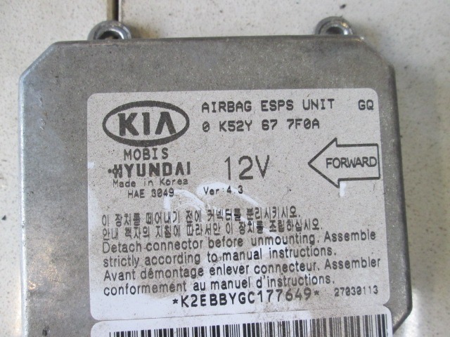 KIT AIRBAG COMPLETA OEM N.  PIEZAS DE COCHES USADOS KIA CARNIVAL MK1 (1998 - 2006)DIESEL DESPLAZAMIENTO 29 ANOS 2003