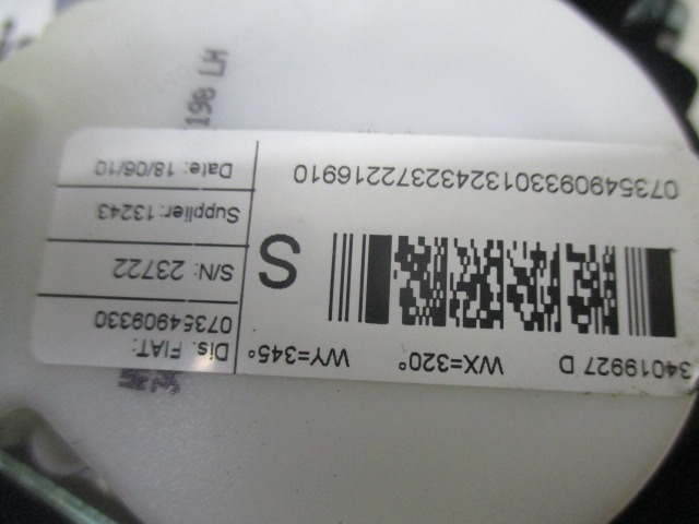 CINTUR?N DE SEGURIDAD OEM N. 34019927D PIEZAS DE COCHES USADOS FIAT BRAVO (01/2011 - 2014) DIESEL DESPLAZAMIENTO 16 ANOS 2011